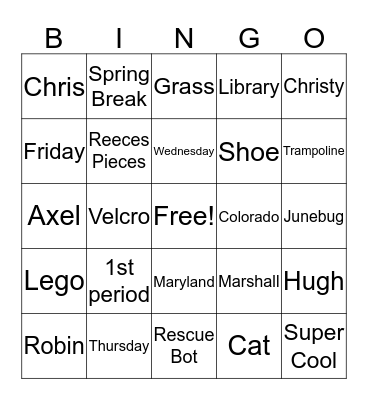 Super Cool Bingo Card