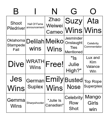 Night Four Bingo Card