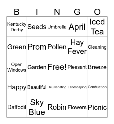 SPRINGTIME WITH CAB Bingo Card