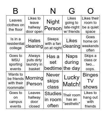 Lucky Match Bingo Card