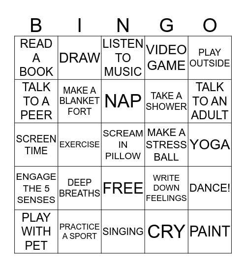 COPING SKILLS Bingo Card