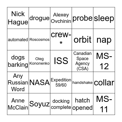 MS-12 Docking Bingo Card