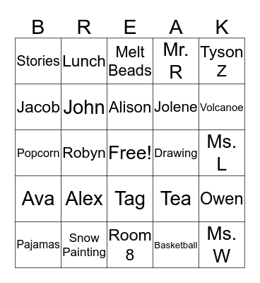 M  A  R  C  H Bingo Card