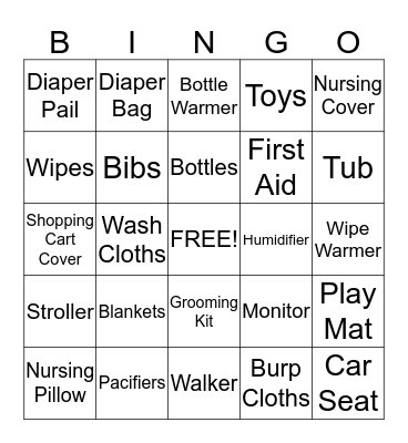 Breann's Baby Shower Bingo Card