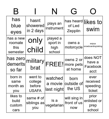 Ice Breaker Bingo Card