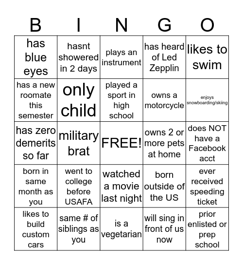 Ice Breaker Bingo Card