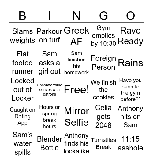 Pi Day/ Sprang Break Bingo Card