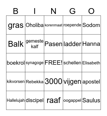 Bijbelbingo Card