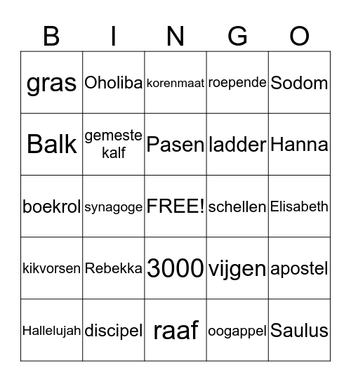 Bijbelbingo Card