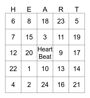 HeartBeat  Bingo Card