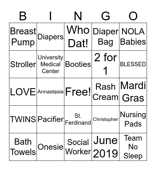 TWIN-GO Bingo Card