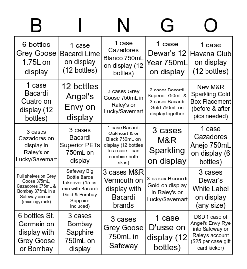 Bacardi Bingo Week #4 Bingo Card