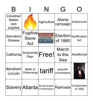 Civil War Bingo Card