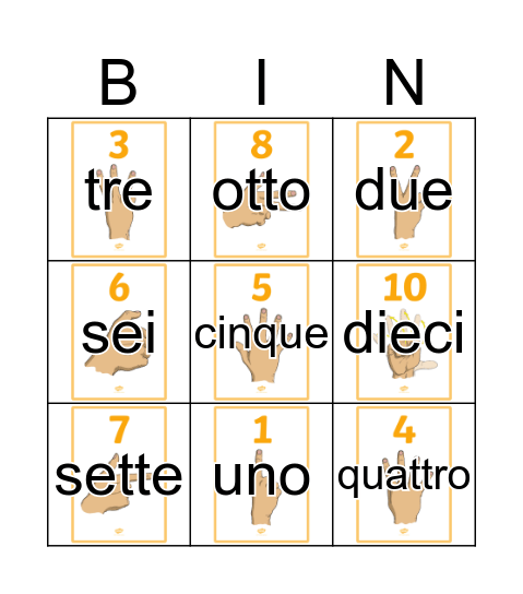 Numeri Bingo Card