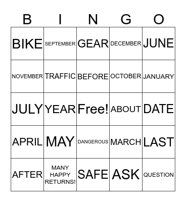 LESSON 57 & 58 Bingo Card