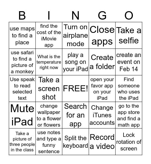 iKnow iPad Bingo Card