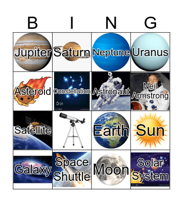 Solar System Bingo Card