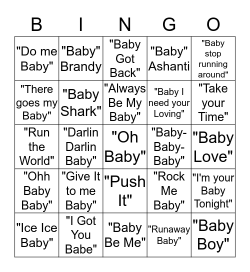 Baby Hatchett Bingo Card