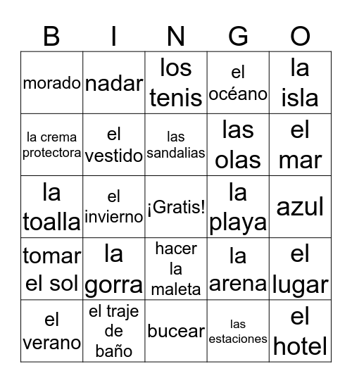 El Verano Bingo Card