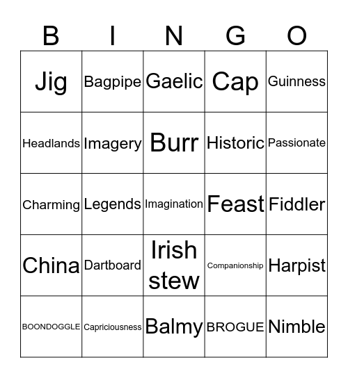 St. Patrick's Day Bingo Card