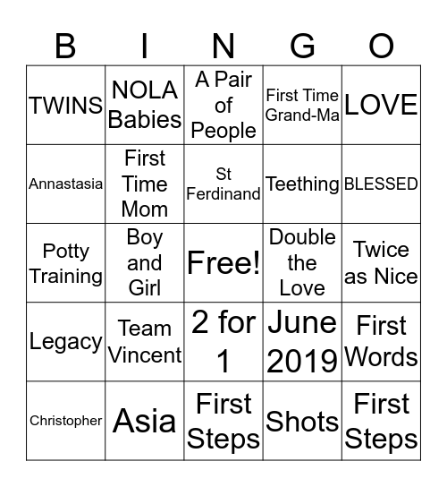 TWIN-GO Bingo Card