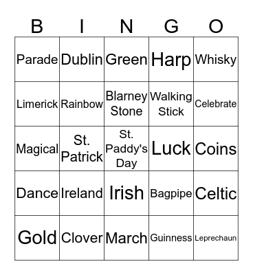 St Patrick Day Bingo Card