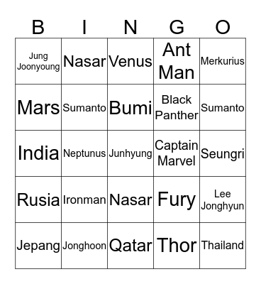 @SAEROMNTs Bingo Card