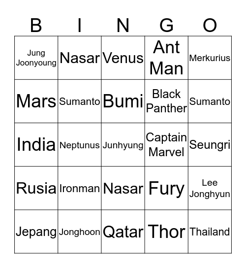 @SAEROMNTs Bingo Card