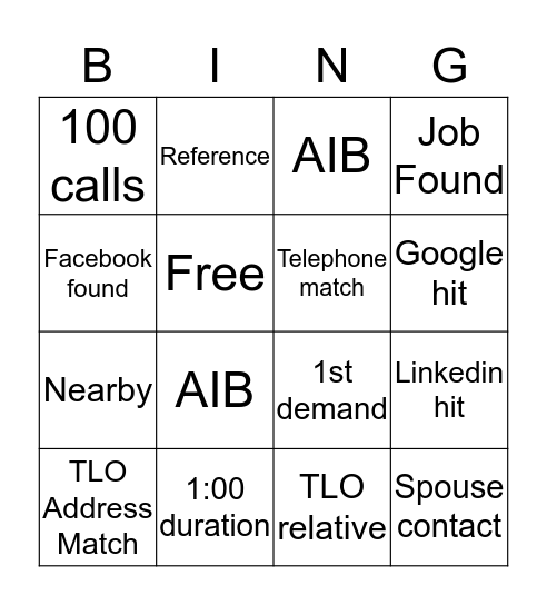 New Age Bingo Card