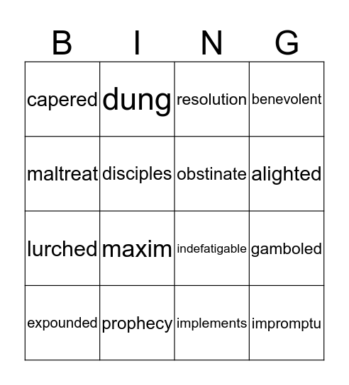 Animal farm stuff Bingo Card