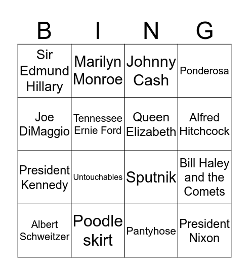 Trivia Bingo Card