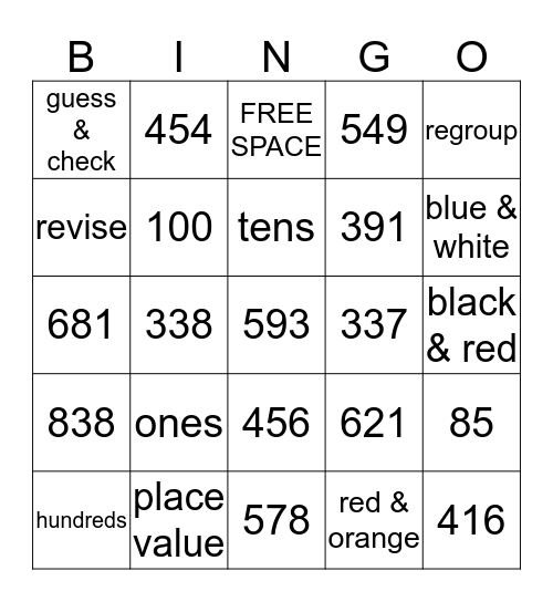Math Chapter 6 Bingo Card