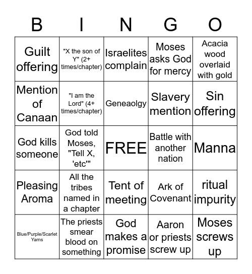Numbers Bingo Card