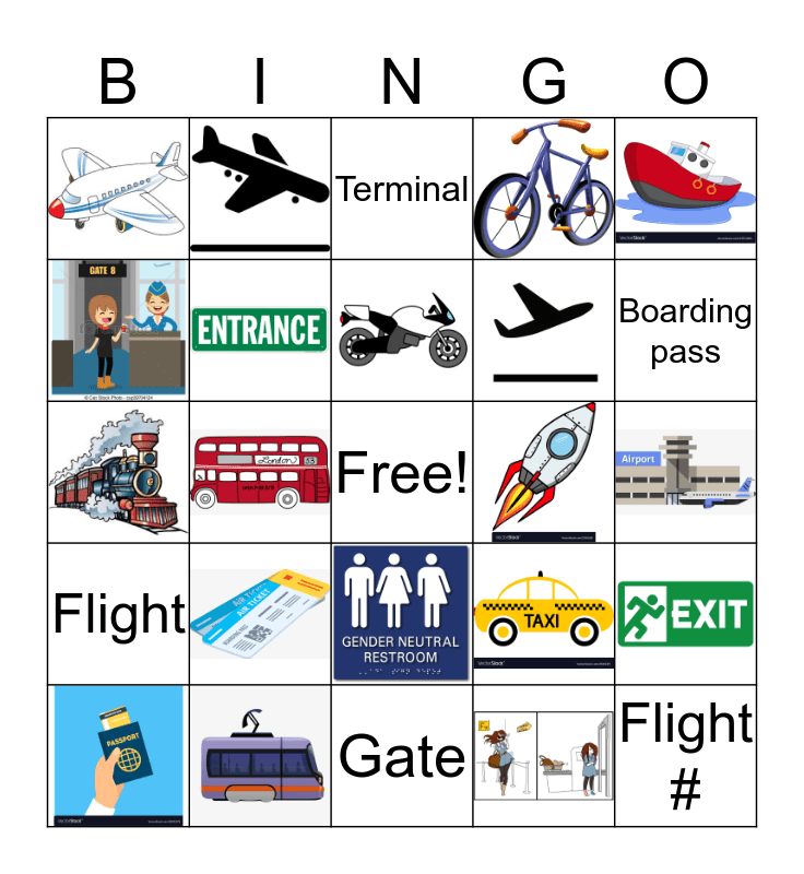 Transportation &amp; Airport Bingo Card