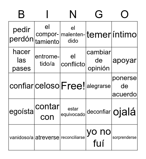 Esp 4 ¿Cómo te llevas con otros? Bingo Card