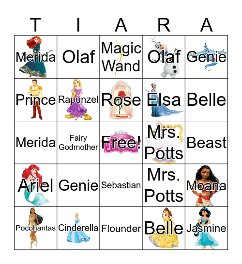 Disney Princess Bingo Card