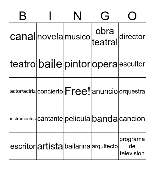 El Arte Bingo Card