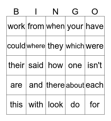 Behavior Bingo Card