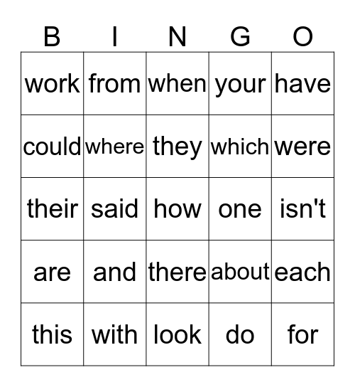 Behavior Bingo Card