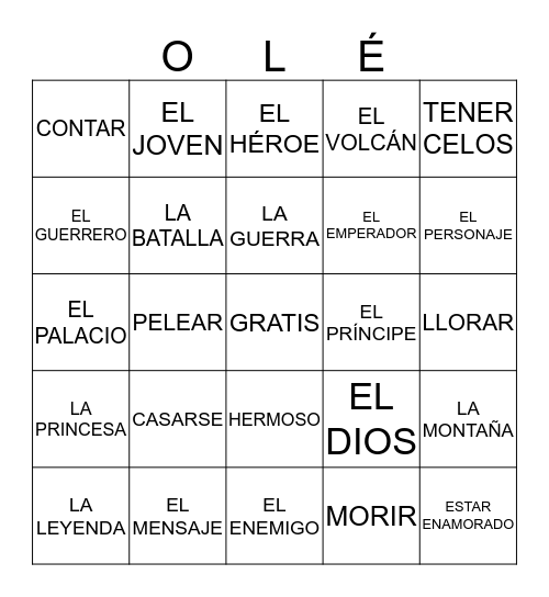 Las leyendas mexicanas Bingo Card