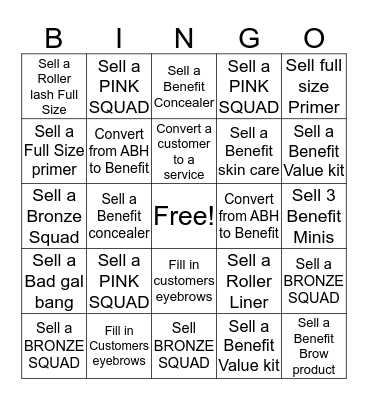 Benefit Bingo Card