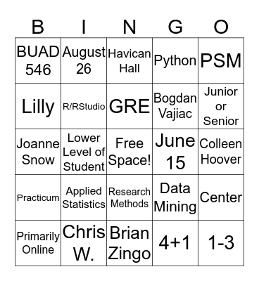 Data Science BINGO Card