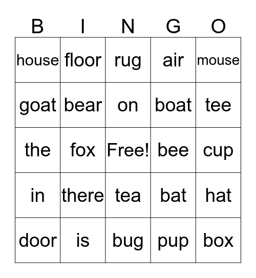 There is a Mouse in the House Bingo Card