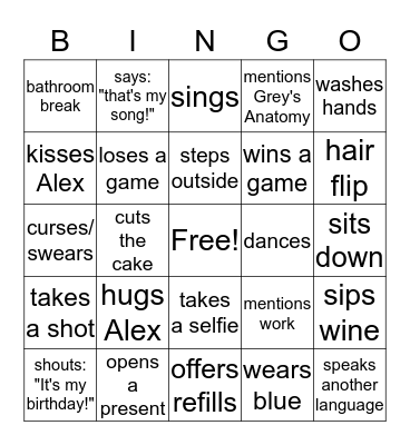 Yami's Birthday Bingo Card