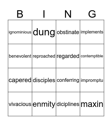 Animal Farm Vocab Bingo Card