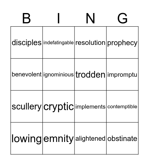 Animal Farm Vocab #1 Bingo Card