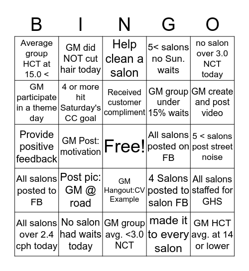 GHS  BINGO!! Bingo Card