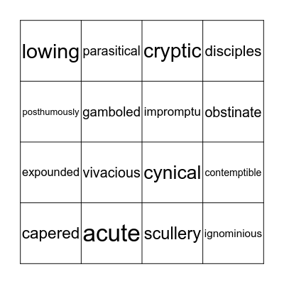 Animal Farm Bingo Card