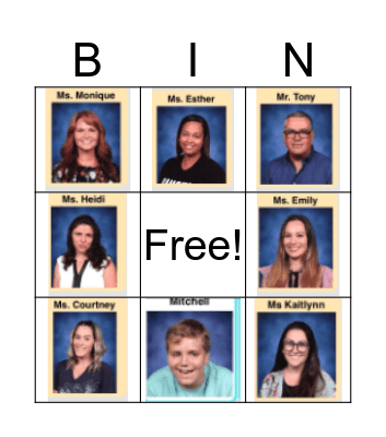 Friends and Teachers Bingo Card