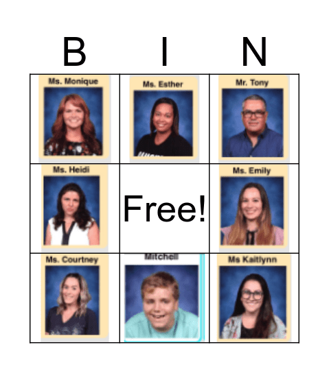 Friends and Teachers Bingo Card